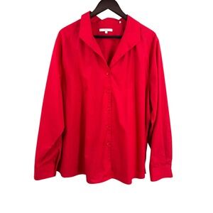 Foxcroft Button Down Size 24W Red Wrinkle Free Long Sleeve Shirt